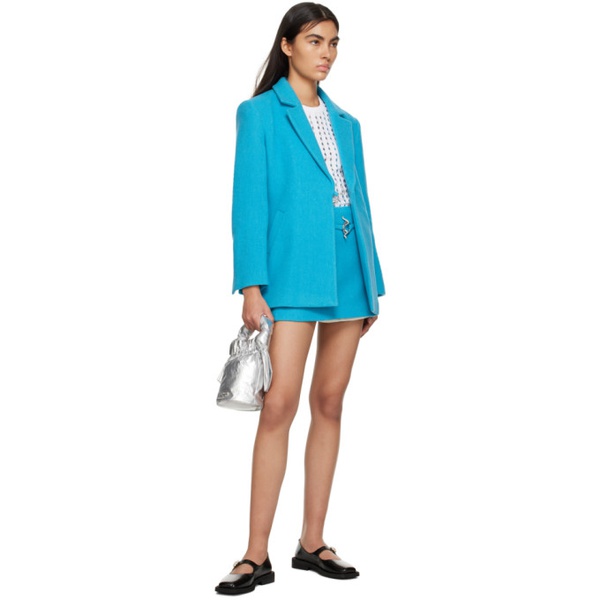  가니 GANNI Blue Suiting Miniskirt 231144F090011