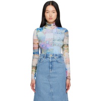 가니 GANNI Blue Printed Turtleneck 232144F099003