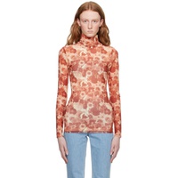 가니 GANNI Orange Printed Turtleneck 231144F099005