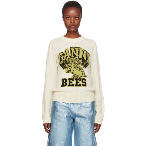  가니 GANNI 오프화이트 Off-White Bees Sweater 232144F096010