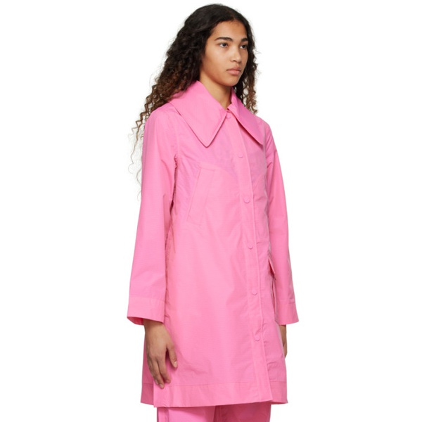  가니 GANNI Pink Printed Coat 231144F059009
