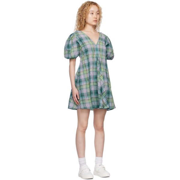  가니 GANNI Green Check Minidress 231144F052050