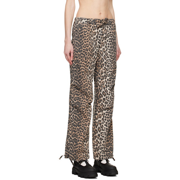  가니 GANNI Brown Leopard Trousers 241144F087030