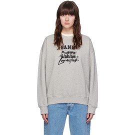 가니 GANNI Gray Printed Sweatshirt 242144F098003