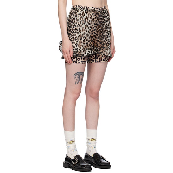  가니 GANNI Multicolor Leopard Shorts 242144F088000