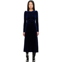 가니 GANNI Blue Gathered Maxi Dress 232144F055023