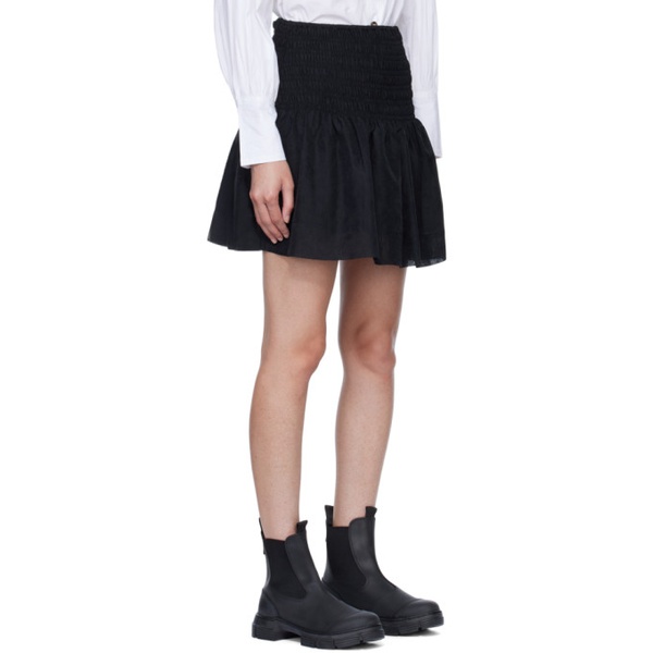  가니 GANNI Black Crinkled Miniskirt 222144F090011