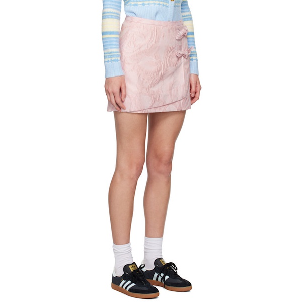  가니 GANNI Pink Textured Miniskirt 242144F090002