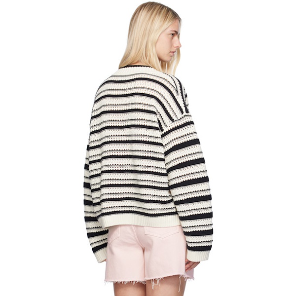  가니 GANNI White & Black Striped Sweater 242144F100000