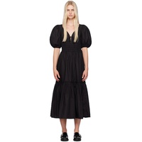 가니 GANNI Black Shirred Maxi Dress 242144F055012