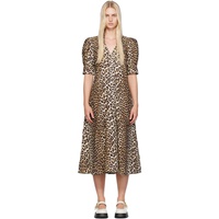 가니 GANNI Brown Leopard Maxi Dress 242144F055010