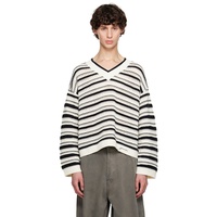 가니 GANNI White & Black Striped Sweater 242144M206000