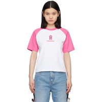 GCDS Pink & White Wirdo T-Shirt 231308F110002