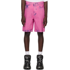 GCDS Pink Bleached Denim Shorts 231308M193001