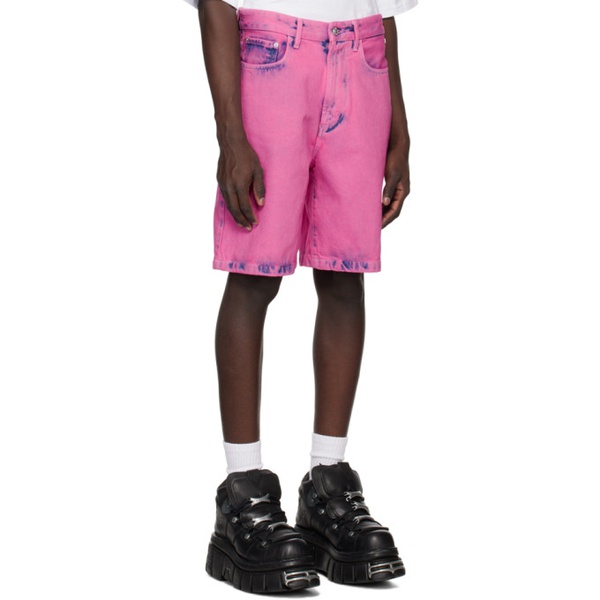  GCDS Pink Bleached Denim Shorts 231308M193001