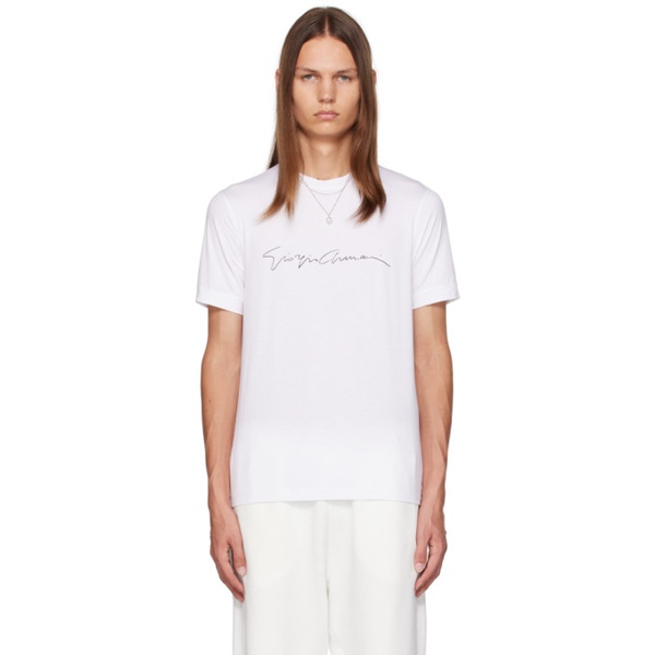 아르마니 조르지오 아르마니 Giorgio Armani White Printed T-Shirt 232262M213005