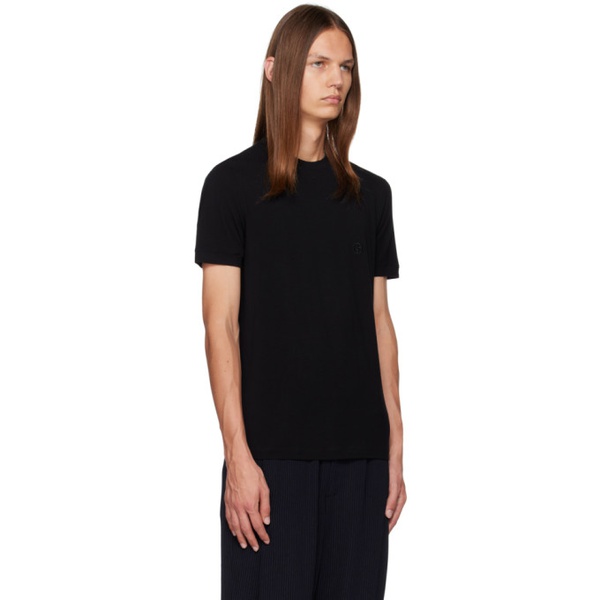 아르마니 조르지오 아르마니 Giorgio Armani Black Embroidered T-Shirt 232262M213006