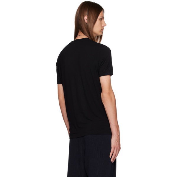 아르마니 조르지오 아르마니 Giorgio Armani Black Embroidered T-Shirt 232262M213006