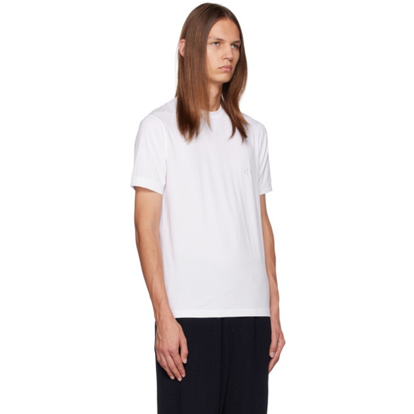 아르마니 조르지오 아르마니 Giorgio Armani White Embroidered T-Shirt 232262M213008
