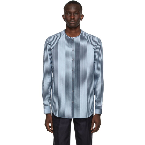 아르마니 조르지오 아르마니 Giorgio Armani Blue Silk Striped Shirt 221262M192000