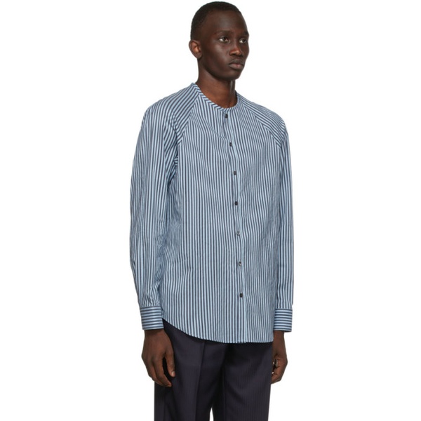 아르마니 조르지오 아르마니 Giorgio Armani Blue Silk Striped Shirt 221262M192000