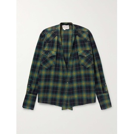 그렉 로렌 GREG LAUREN Shawl-Collar Checked Cotton-Flannel Western Shirt 1647597295411756