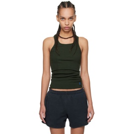 GREG ROSS Khaki Raw Edge Tank Top 241218F111000