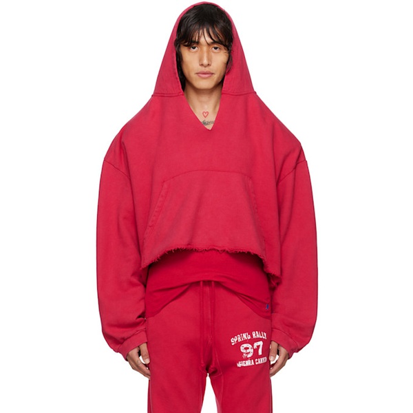 GREG ROSS SSENSE Exclusive Red V-Neck Hoodie 242218M202002