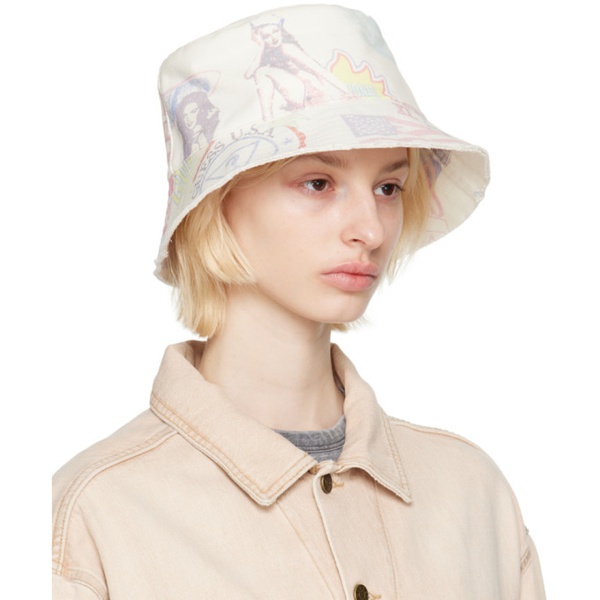  GUESS USA 오프화이트 Off-White Printed Bucket Hat 231603F015000