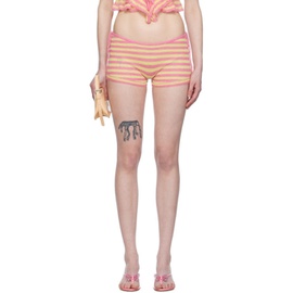 GUIZIO Pink & Yellow Drawstring Shorts 241897F088004