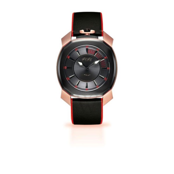  Gaga Milano MEN'S Quartz Frame One Leather Black Dial Watch 7054FR01KRFLBM0