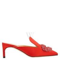 Giannico Daphne Red Crystal-embellished Woven Mules GI0002.60CP 4035