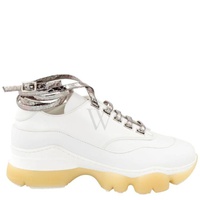 Giannico Ladies White / Inox Calfskin Python Lace-up Buckle Sneakers GI0250 40GG 3096 I034