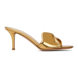 지안비토 로시 Gianvito Rossi Gold Lucrezia 70 Mules 241090F125025