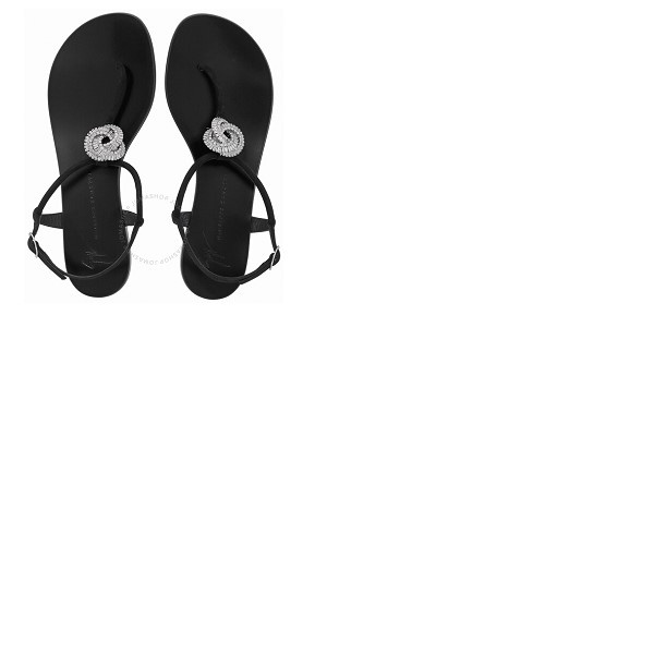  쥬세페 자노티 Giuseppe Zanotti Black Rosalia Crystal Embellished Thong Sandals I100014/001