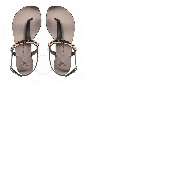  쥬세페 자노티 Giuseppe Zanotti Ladies Black Musicaa Monogram Thong Sandals E200042/001