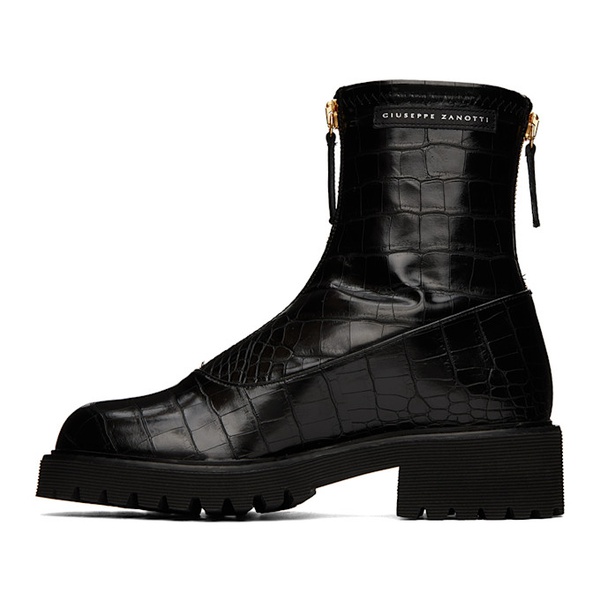 쥬세페 자노티 Giuseppe Zanotti Black GZ Alexa Faux-Leather Ankle Boots 222266F113006