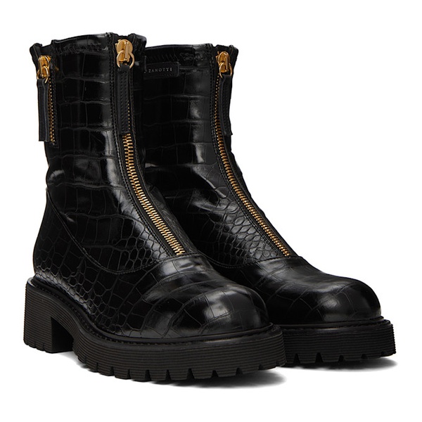  쥬세페 자노티 Giuseppe Zanotti Black GZ Alexa Faux-Leather Ankle Boots 222266F113006