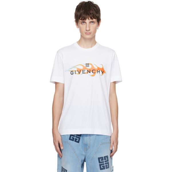 지방시 지방시 Givenchy White Flames T-Shirt 232278M213050
