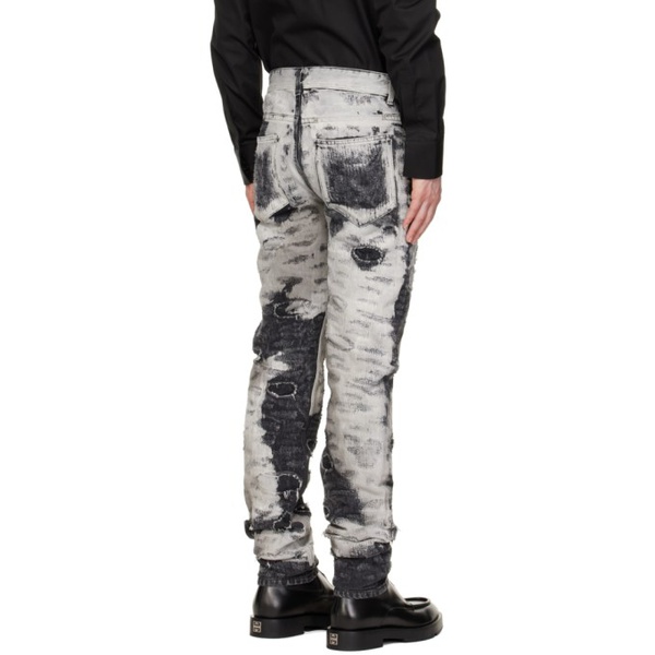 지방시 지방시 Givenchy Black & White Painted Destroyed Jeans 222278M191003