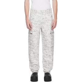 지방시 Givenchy White & Gray Destroyed Denim Cargo Pants 231278M188003