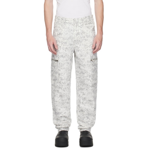 지방시 지방시 Givenchy White & Gray Destroyed Denim Cargo Pants 231278M188003