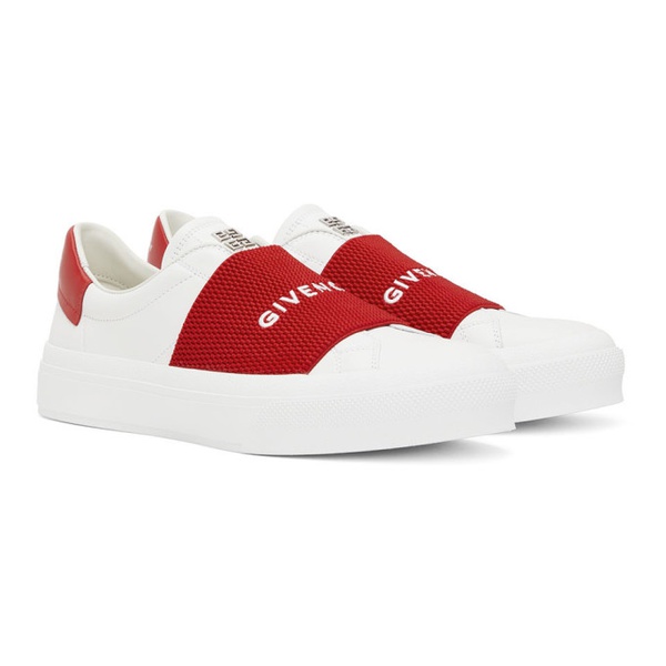 지방시 지방시 Givenchy White & Red City Sport Low-Top Sneakers 222278M237018