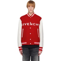 지방시 Givenchy Red & White Varsity Bomber Jacket 231278M175006