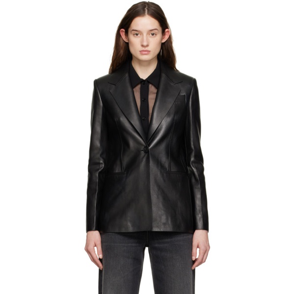 지방시 지방시 Givenchy Black Single-Button Leather Jacket 231278F064000