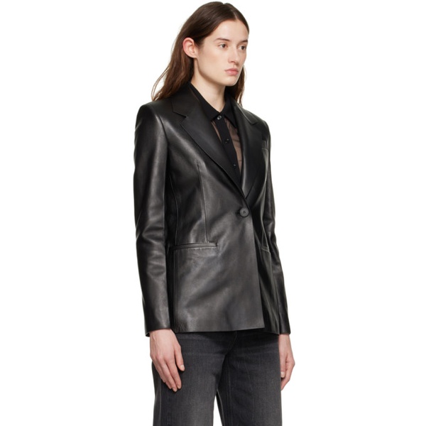 지방시 지방시 Givenchy Black Single-Button Leather Jacket 231278F064000