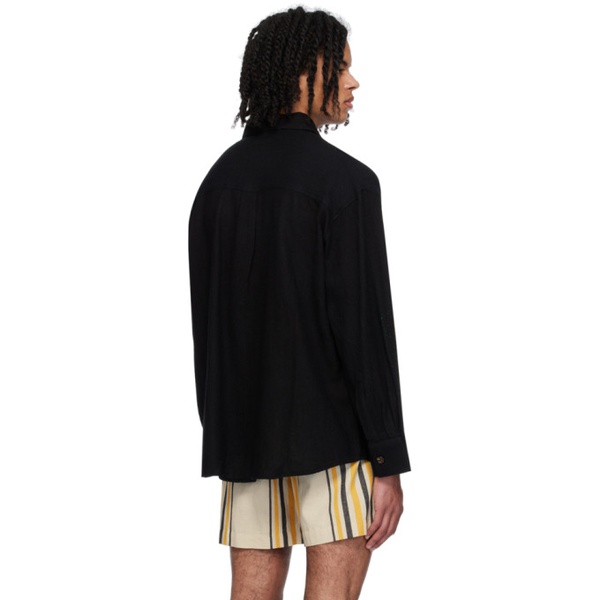  Glass Cypress Black Embroidered Shirt 241171M192006