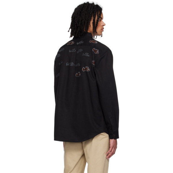  Glass Cypress Black Embroidered Shirt 241171M192003