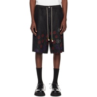 Glass Cypress Black Embroidered Shorts 241171M193007