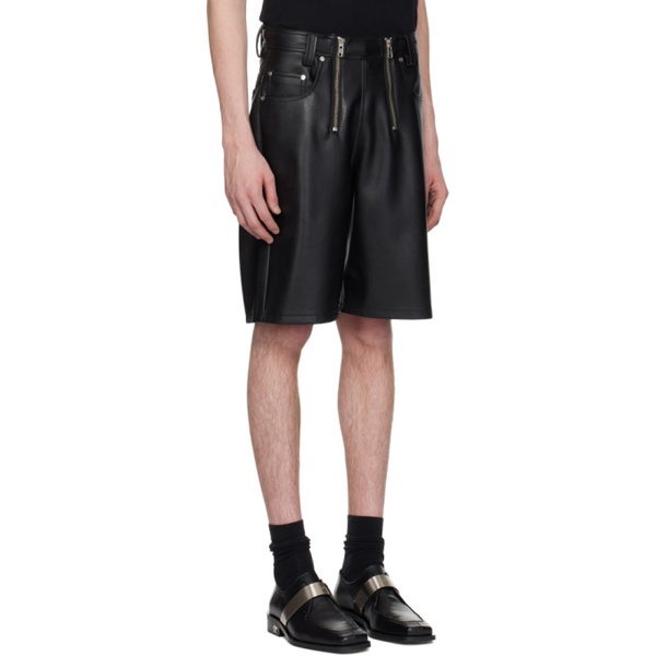  지엠비에이치 GmbH Black Zoran Faux-Leather Shorts 241979M193000